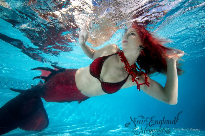 Mermaid underwater in coral reef necklace